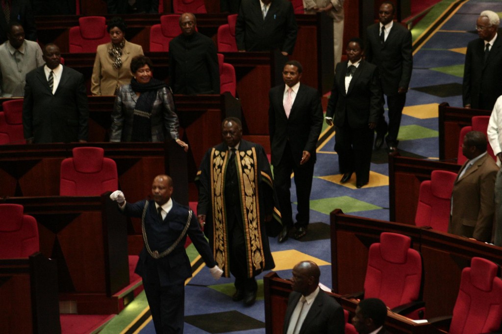 Tanzanian leaders enter nation's male dominated parliament in Dodoma, Central Tanzania