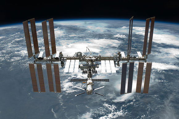 Photograph of the International Space Station taken from the space shuttle Endeavour on May 30, 2011. Image Credit: NASA.